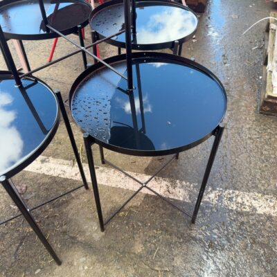 EX STAGING - METAL ROUND BLACK SIDE TABLE, SOLD AS IS