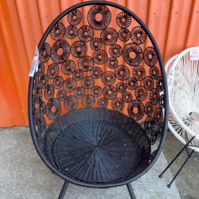 EX STAGING - EGG CHAIR WITH FLOWER PATTERN, SOLD AS IS