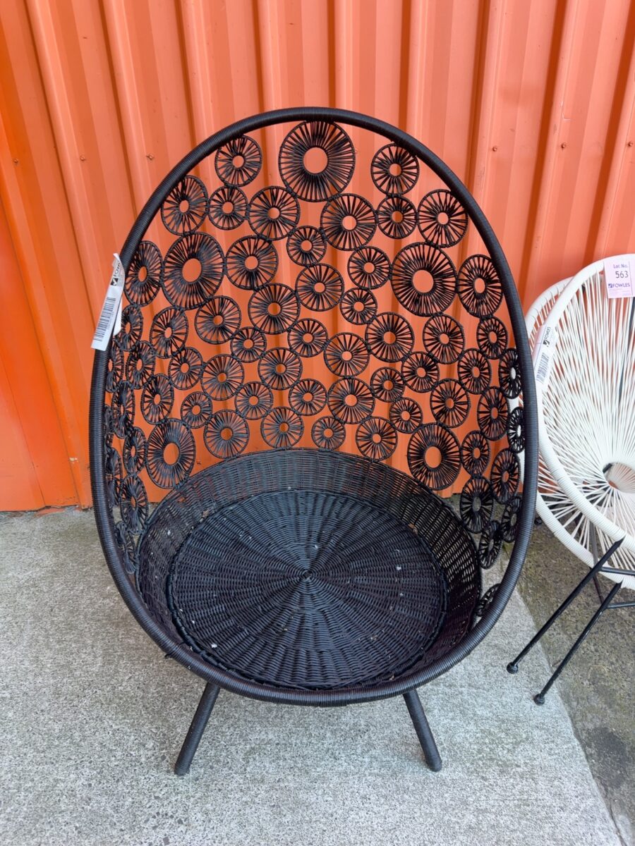 EX STAGING - EGG CHAIR WITH FLOWER PATTERN, SOLD AS IS