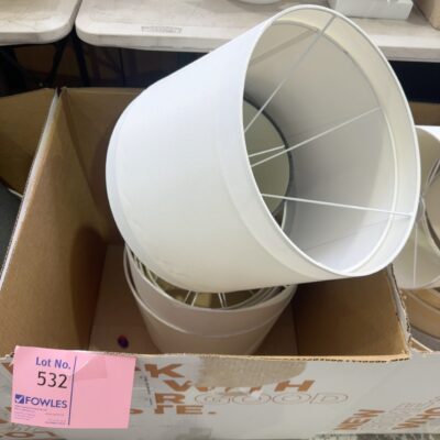 EX STAGING - BOX OF LAMP SHADES, SOLD AS IS