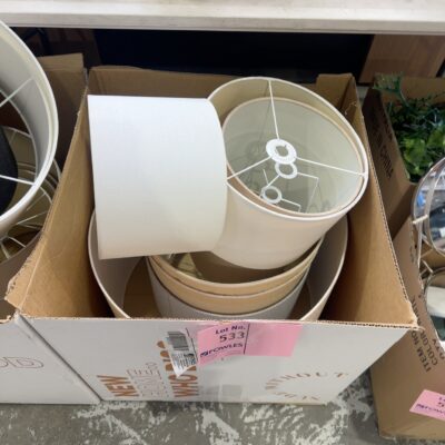 EX STAGING - BOX OF LAMP SHADES, SOLD AS IS