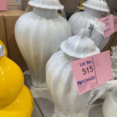 EX STAGING - LARGE & SMALL WHITE GINGER JAR, SOLD AS IS