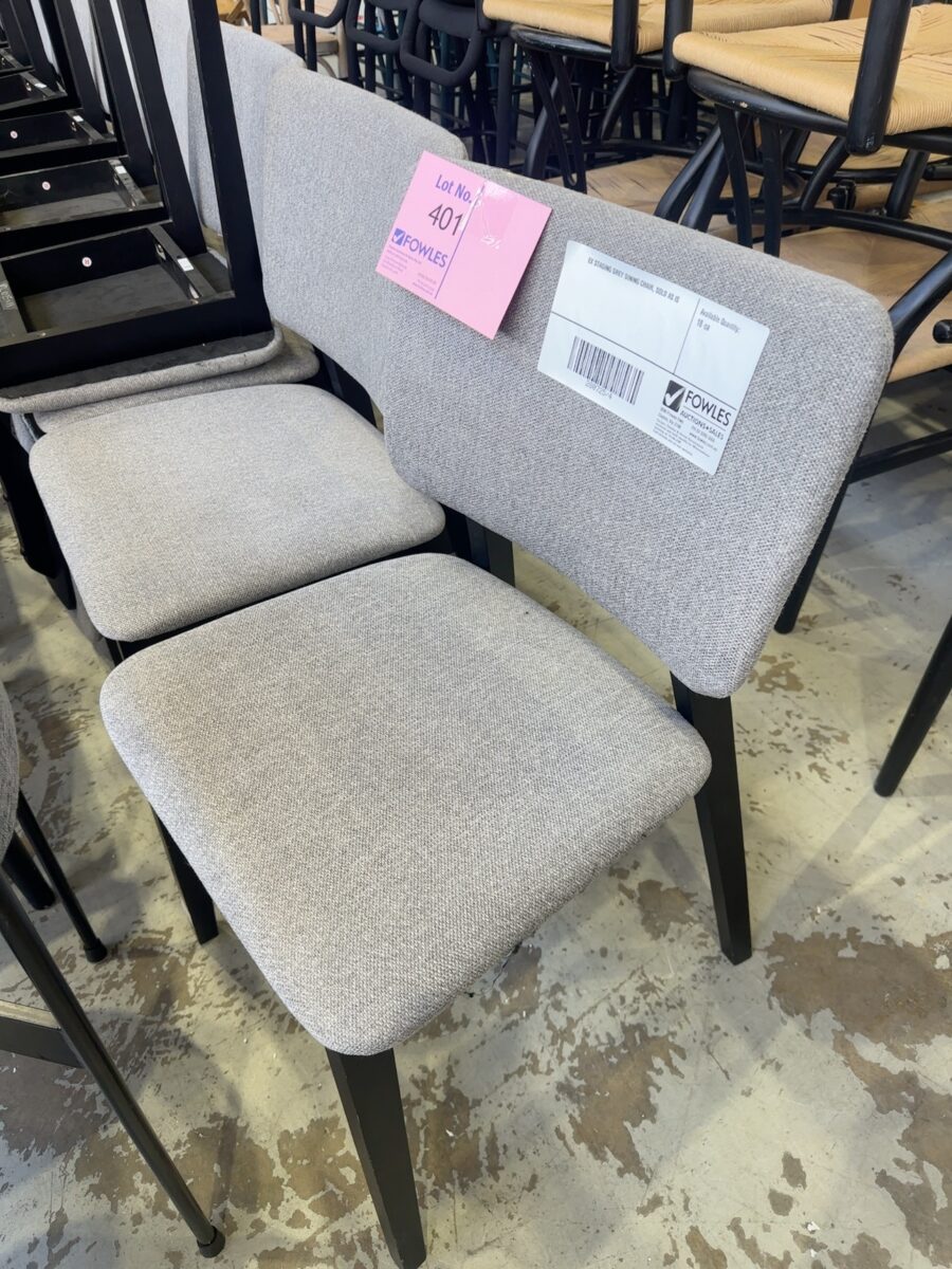EX STAGING GREY DINING CHAIR, SOLD AS IS