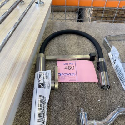 EX SHOWROOM TAP - NO HOSES - SOLD AS IS, NIKEL & BLACK HOSE KITCHEN TAP, WITH SPRAYER, SOLD AS IS