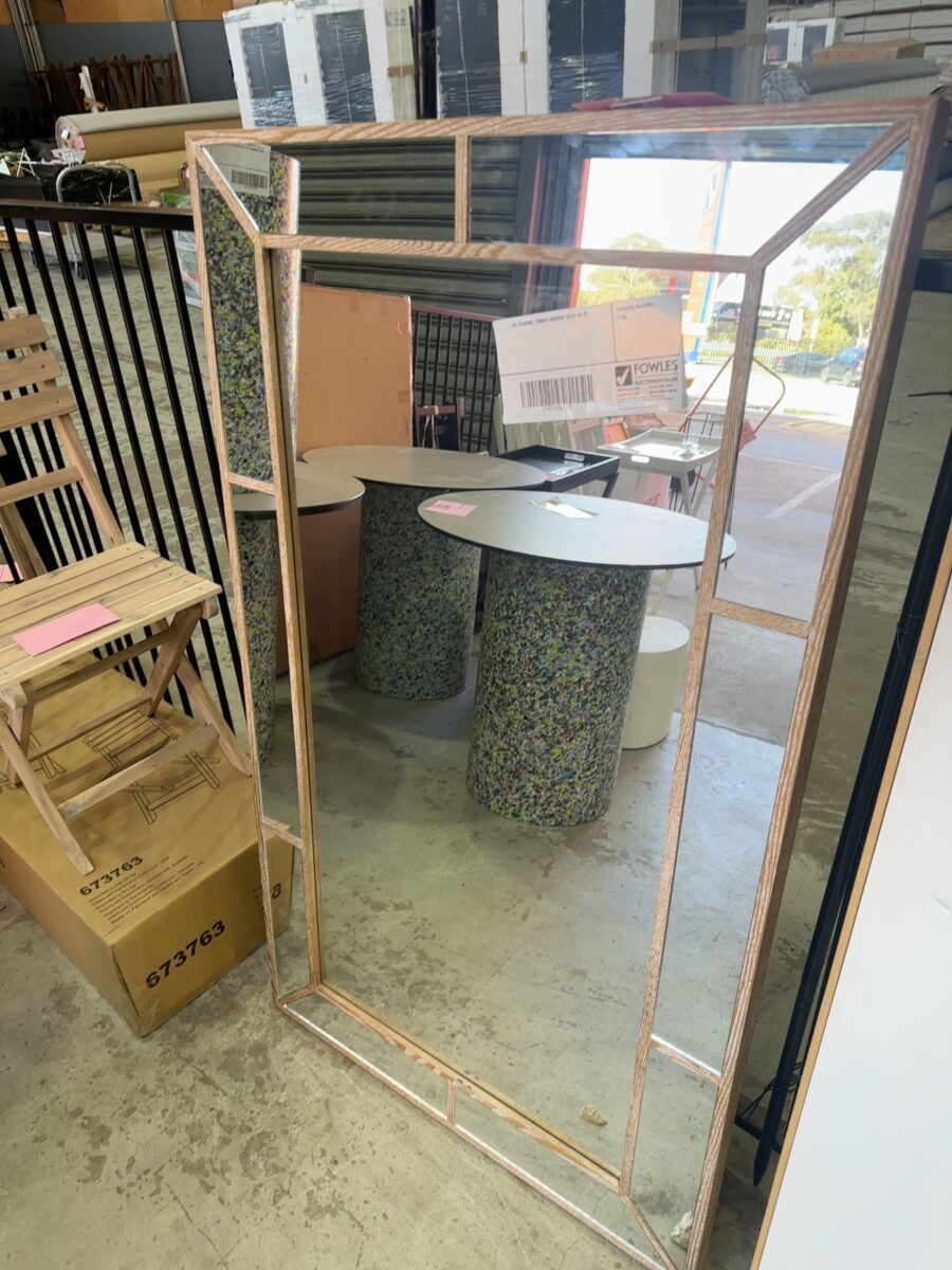 EX STAGING TIMBER MIRROR SOLD AS IS