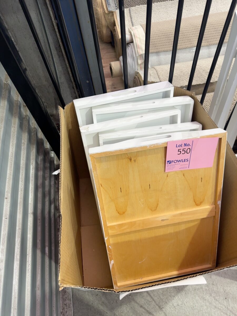 EX STAGING BOX OF WHITE TRAYS SOLD AS IS