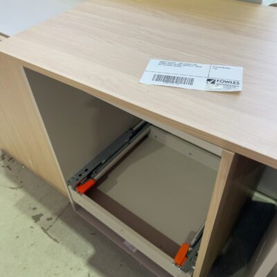 SAMPLE KITCHEN - OAK LAMINATE BIN CABINET WITH DRAWER, SOLD AS IS **DOOR NOT ATTACHED, BROKEN**