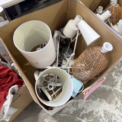 EX STAGING - BOX OF ASSORTED LAMPS, SOLD AS IS
