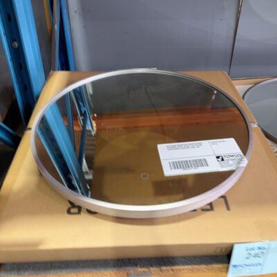 NEW ROUND MIRROR WITH BRUSHED NICKEL ALUMINIUM FRAME, BACKLIT LED LIGHTING, TOUCH SENSOR, 600M WIDE, CR60-BN