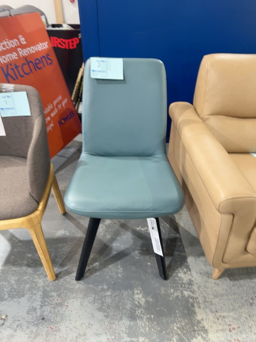 NEW TEAL LEATHER DINING CHAIR
