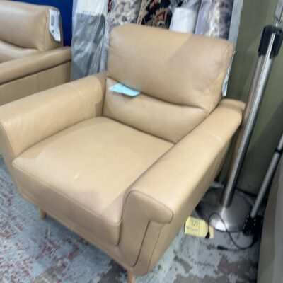 EX DISPLAY ROSA THICK LEATHER ARMCHAIR - DUNE LEATHER - SOLD AS IS
