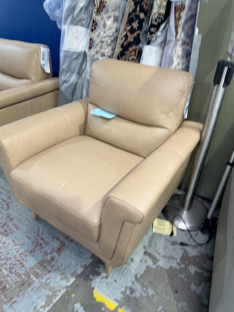 EX DISPLAY ROSA THICK LEATHER ARMCHAIR - DUNE LEATHER - SOLD AS IS
