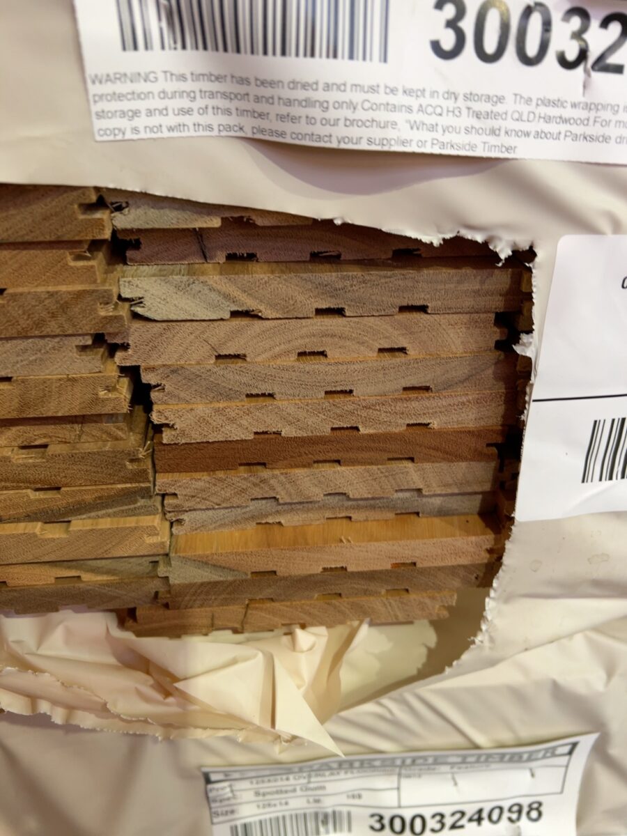 125X14 FEATURE GRADE SPOTTED GUM OVERLAY FLOORING