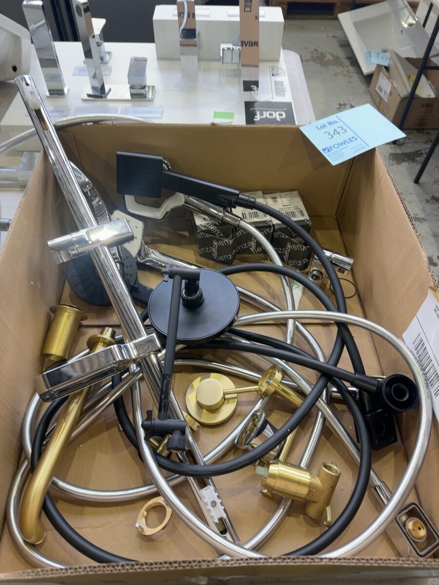 BOX OF ASSORTED SHOWER RAILS,SOLD AS IS NO WARRANTY