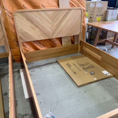 EX DISPLAY EVA QUEEN GAS LIFT BEDFRAME SOLD AS IS