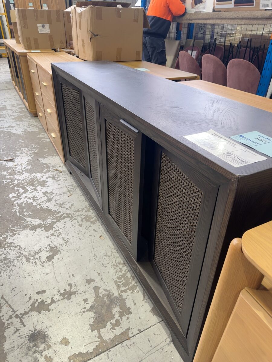 EX DISPLAY ADLEY JAPAN BLACK 1800MM BUFFETT, RATTAN & HERRINGBONE DESIGN SOLD AS IS **FRONT RIGHT CORNER DAMAGED**