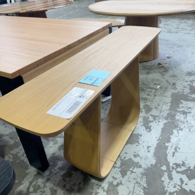 EX DISPLAY LAMBERT OAK, NATURAL, CURVED CONSOLE TABLE,  SOLD AS IS