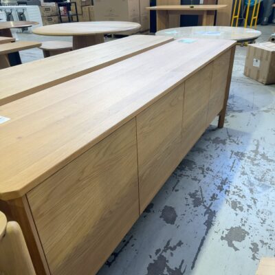 EX DISPLAY AKSEL AMERICAN OAK 2200MM BUFFET, SOLD AS IS **RIGHT HAND DOOR DAMAGED AT THE BOTTOM**