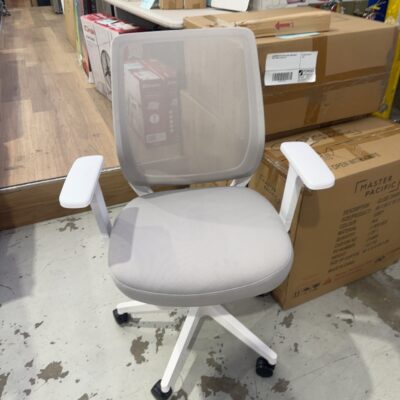 CLEARANCE OTIS OFFICE CHAIR, MESH/WHITE GREY FABRIC, SOLD AS IS
