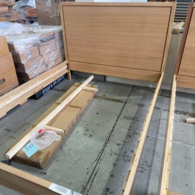 CLEARANCE JEDDA QUEEN SIZE BED FRAME, MESSMATE TIMBER, SOLD AS IS