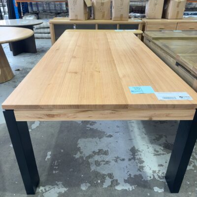 EX DISPLAY COWAN MESSMATE 2400MM DINING TABLE WITH BLACK LEGS, SOLD AS IS