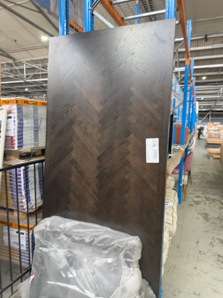 EX DISPLAY ADLEY JAPAN BLACK HERRINGBONE 2500MM DINING TABLE, WITH LEGS, SOLD AS IS
