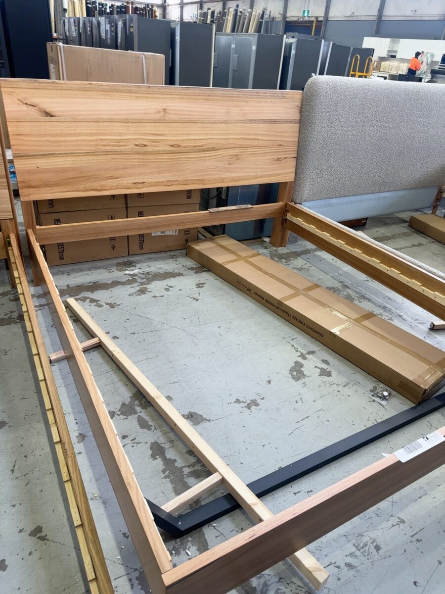 NEW SORRENTO KING SIZE BEDFRAME, MESSMATE TIMBER