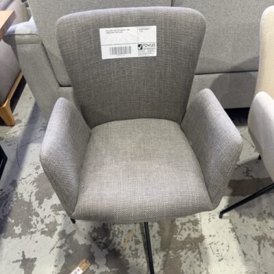 NEW LAURA LIGHT GREY/BROWN FABRIC DINING CHAIR, SWIVEL BASE