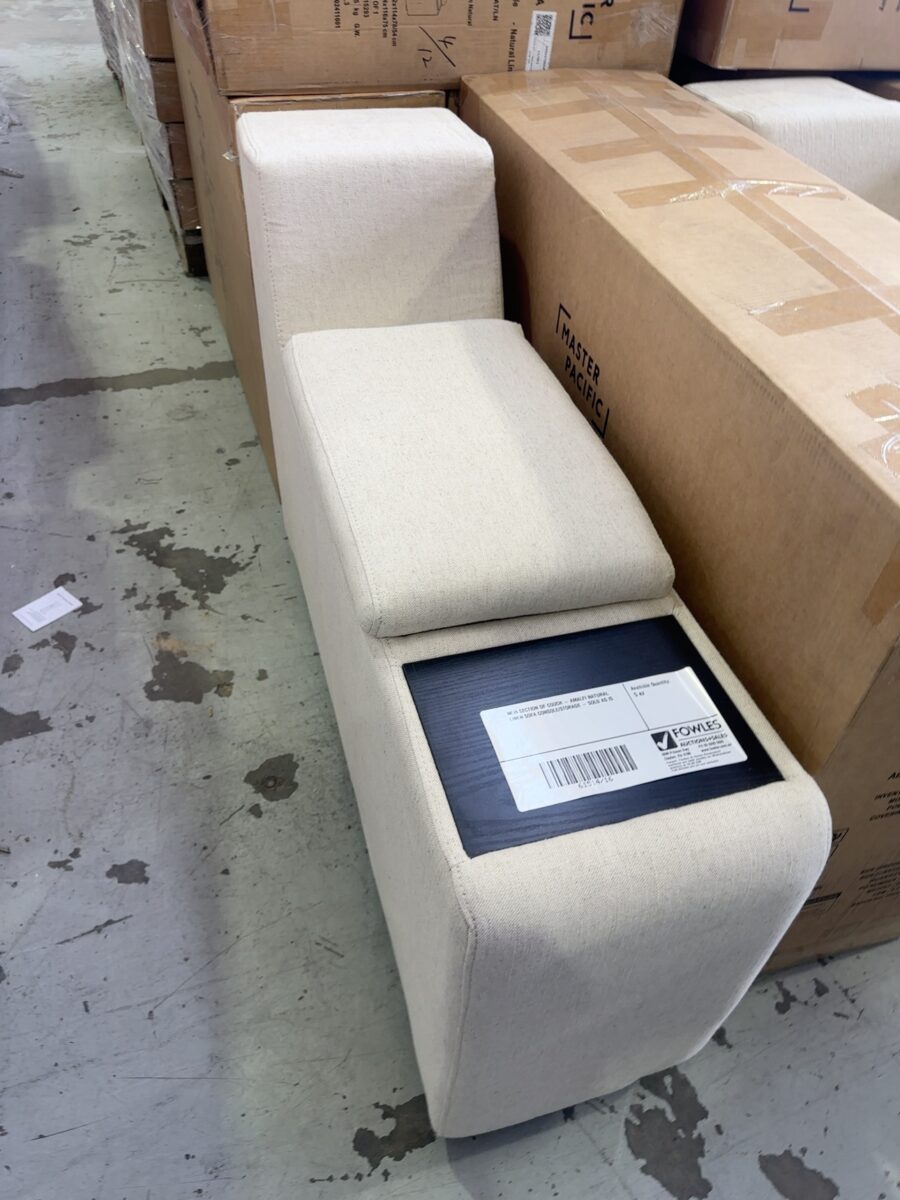 NEW SECTION OF COUCH - AMALFI NATURAL LINEN SOFA CONSOLE/STORAGE - SOLD AS IS