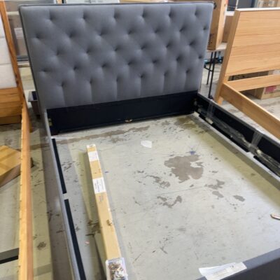 NEW SAGE SLATE GREY UPHOLSTERED KING SIZE BEDFRAME WITH GAS LIFT
