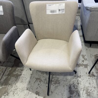NEW LAURA BEIGE FABRIC DINING CHAIR, SWIVEL BASE
