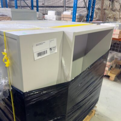 PALLET OF SECONDHAND LAMINATE BOOKSHELVES SOLD AS IS
