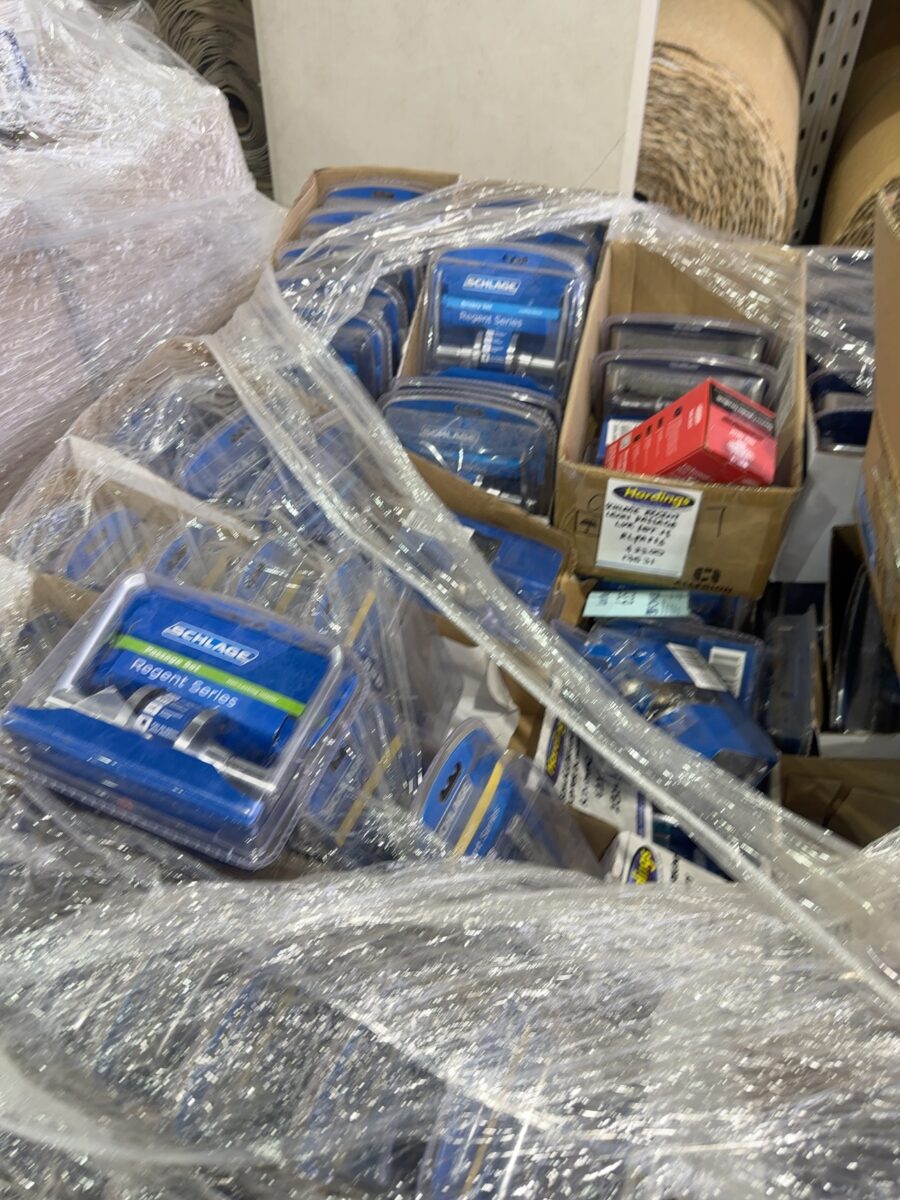 PALLET OF SCHLAGE DOOR LEVERS, PRIVACY, PASSAGE, ENTRANCE ETC, SOLD AS IS