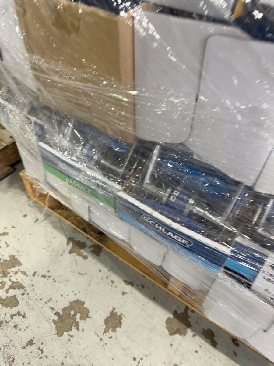 PALLET OF SCHLAGE DOOR LEVERS, PRIVACY, PASSAGE, ENTRANCE ETC, SOLD AS IS