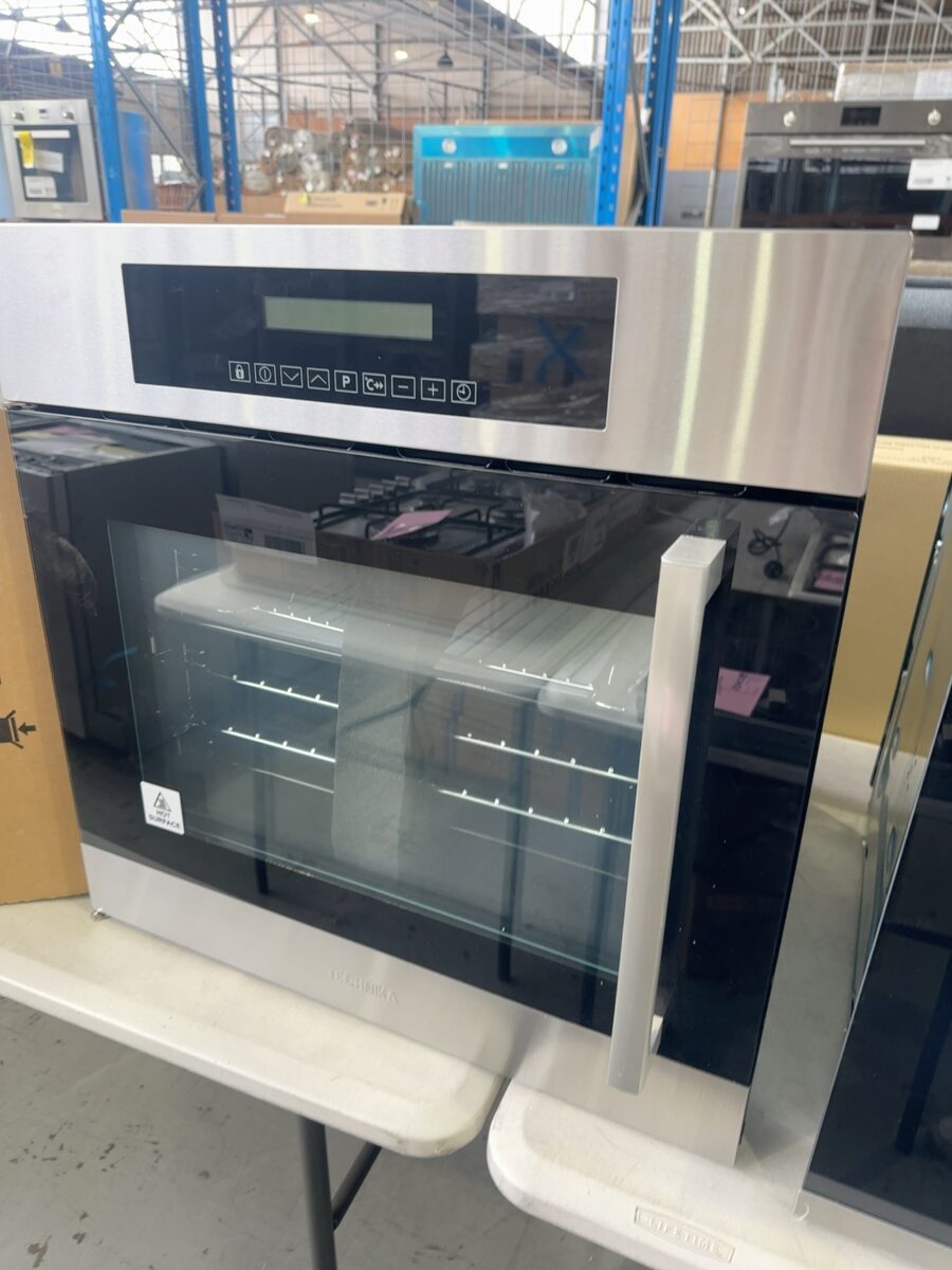EX DISPLAY TECHNIKA TO106MDSTL 600MM ELECTRIC OVEN WITH SIDE OPENING DOOR, SOLD AS IS NO WARRANTY