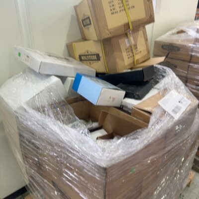 PALLET OF ASSORTED BATHROOM ACCESSORIES AND TAPWARE INCLUDING, KITCHEN TAPS, ROBE HOOKS, BATH SHELFS, SHOWER MIXERS, SOLD AS IS