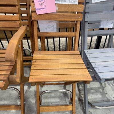 NEW BOX OF 2 QTY SOFIA TIMBER FOLDING BAR CHAIR, ACACIA TIMBER GOLDEN TEAK, 669766