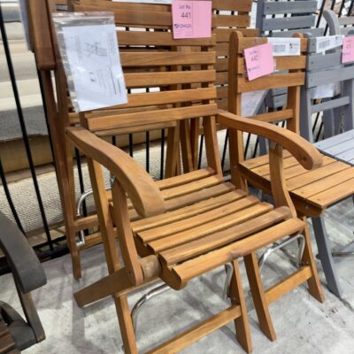 NEW BOX OF 2 QTY CASINO TIMBER FOLDING BAR CHAIR, ACACIA TIMBER GOLDEN TEAK, 669773