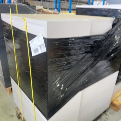 PALLET OF SECONDHAND LAMINATE BOOKCASES SOLD AS IS