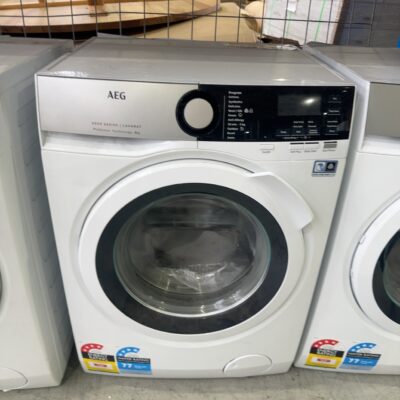 AEG 8kg 6000 SERIES FRONT LOAD WASHING MACHINE WITH PROSENSE TECHNOLOGY, 1400 SPIN SPEED, 10 WASH PROGRAMS, STEAM REFRESH OPTION, WOOLMARK BLUE CERTIFICATION, ULTRA QUICK PROGRAM, AQUA CONTROL SYSTEM, MODEL LF6ES8431A **3 YEAR MANUFACTURER WARRANTY**