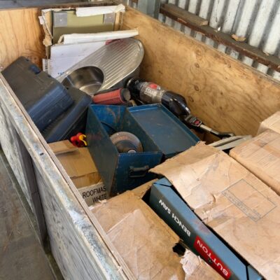 LARGE MYSTERY BOX FULL OF ASST'D ITEMS- (ANY POWER TOOLS IN THIS LOT ARE SOLD AS NOT WORKING AND FOR SPARE PARTS ONLY)