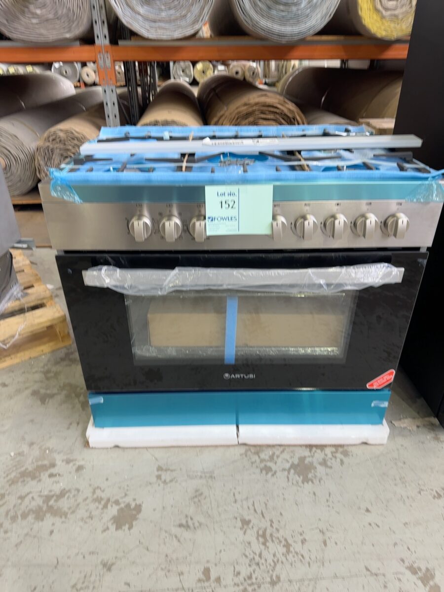 NEW ARTUSI 900MM DUAL FUEL FREESTANDING OVEN CAFG90X, 12 MONTH WARRANTY