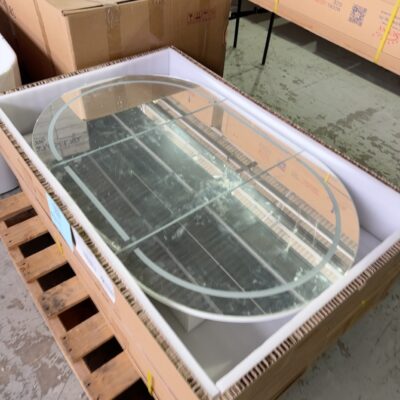NEW OVAL SHAVING CABINET 1200MM X 750MM MATTE WHITE, OSH-12075MW **DEFECT LED LIGHT, NO WARRANTY**
