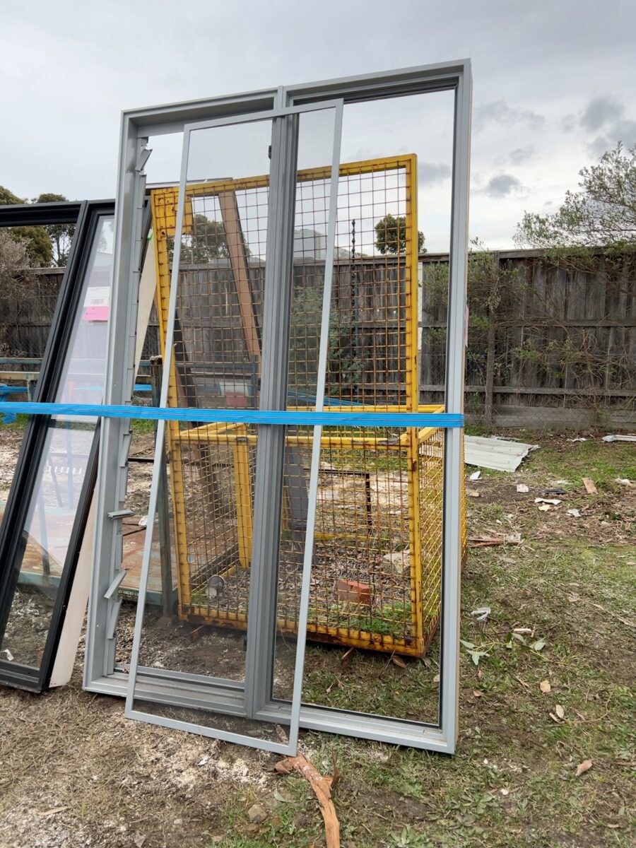 2400X1450 UNGLAZED LOUVRE STYLE ALUMINIUM WINDOW WITH FLYSCREEN