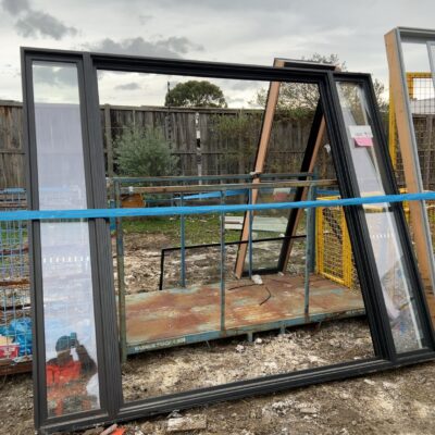 2200X2590 ALUMINUM ENTRY FRAME WITH GLAZED SIDELITES