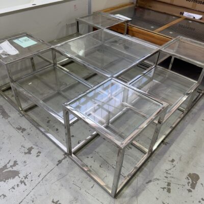 NEW BOXED SAYER S/STEEL & GLASS DESIGNER COFFEE TABLE, AU1142 RRP9