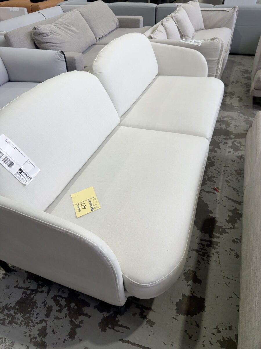 EX STAGING HIRE - ALABASTER CURVED 2.5 SEATER SOFA, SOLD AS IS