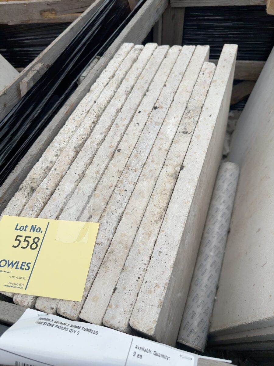 600MM X 600MM X 30MM TUMBLED LIMESTONE PAVERS QTY 9