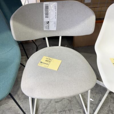 EX STAGING HIRE - GREY & WHITE CHAIR, SOLD AS IS