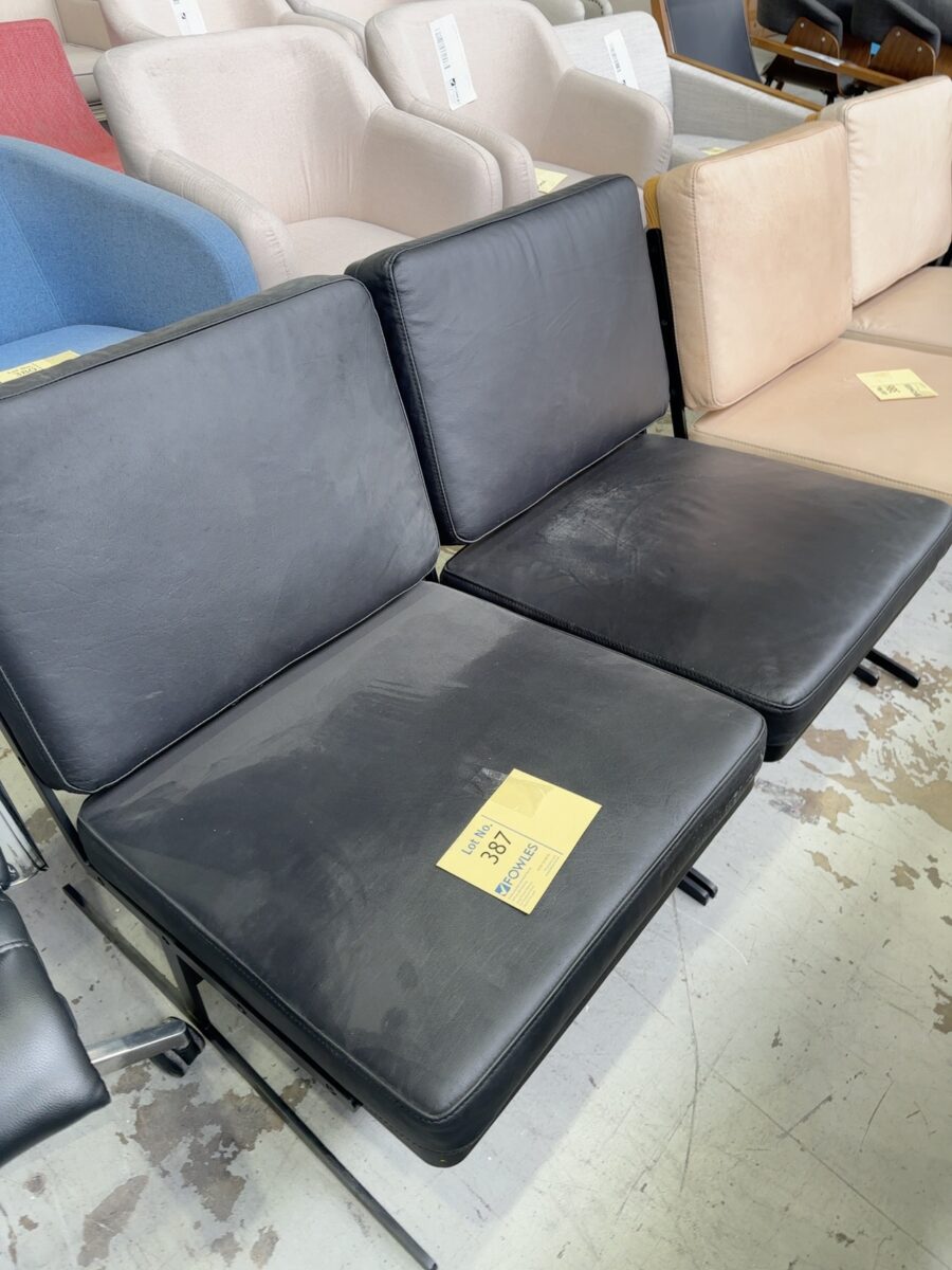 EX STAGING HIRE - BLACK LEATHER CHAIR, SOLD AS IS